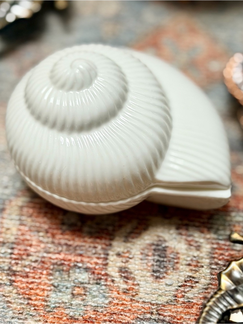 White Ceramic Shell Trinket Box